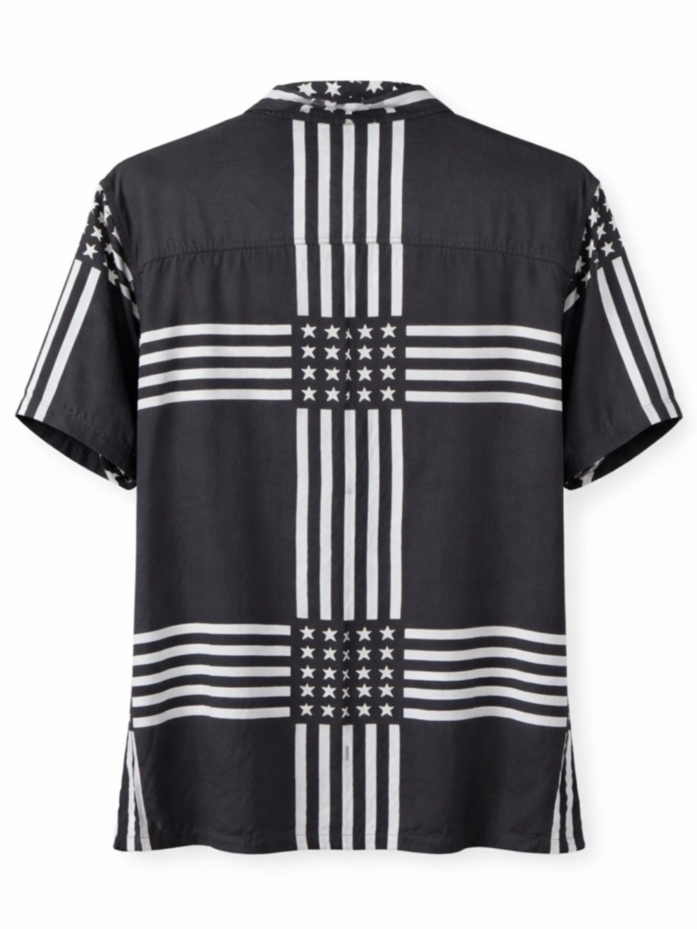 AllSaints Black and White Star-Stripe Short Sleeve Shirt - Picture 2 of 3